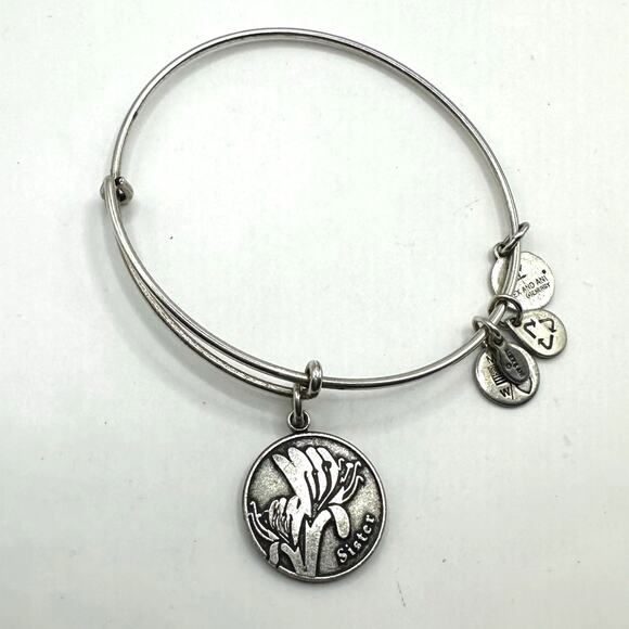 Alex & Ani SISTER Bangle Bracelet Silver tone Casual Collectible Charms Jewelry - Picture 1 of 6